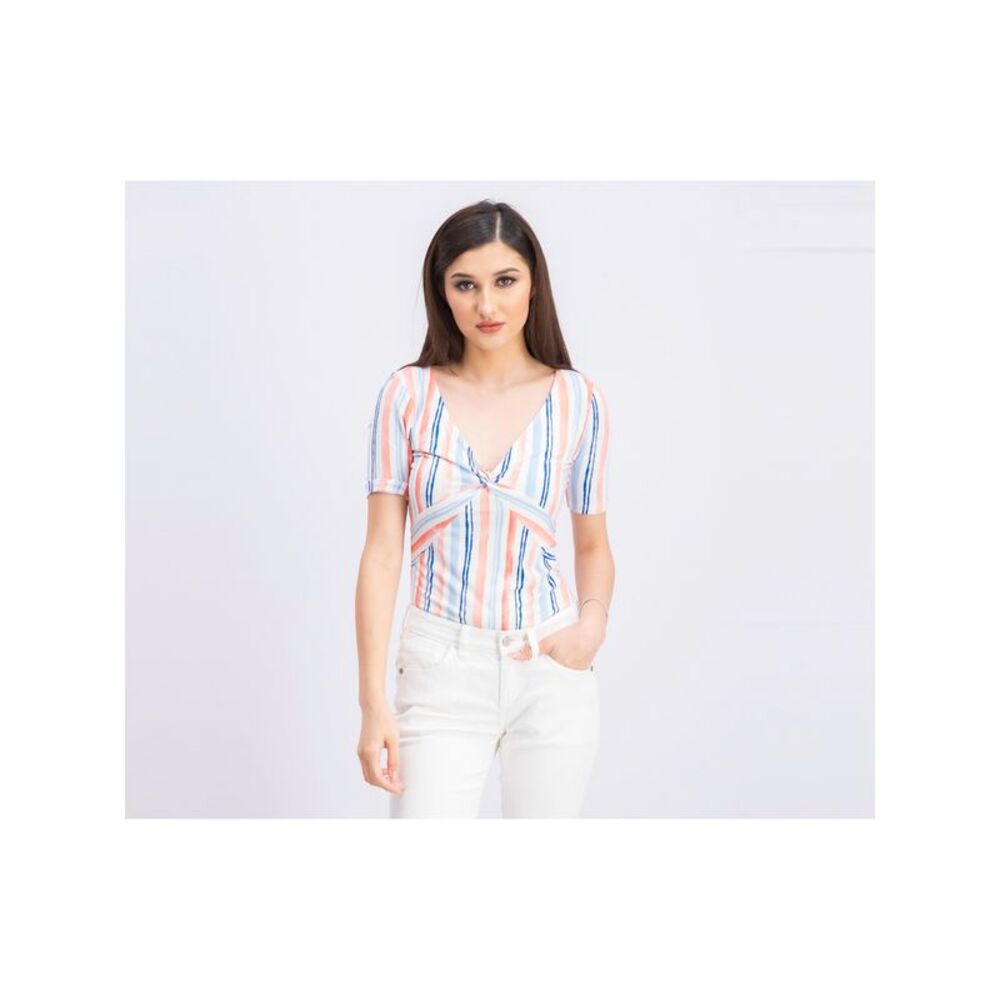 XOXO Womens Bodysuit White Striped Juniors XL